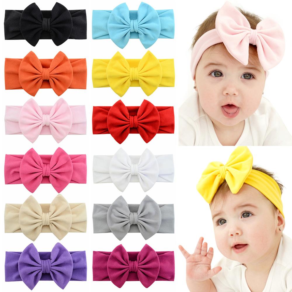 RainBow Bows 1 Băng Đô Cotton Mềm Co Giãn Màu Trơn Cho Bé