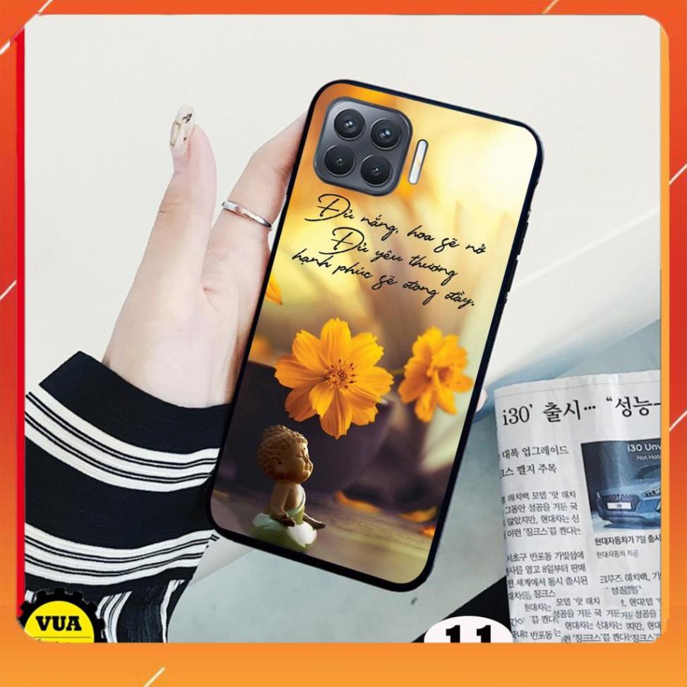 Ốp lưng kính cường lực dành cho điện thoại Oppo A73 - A93 in 3D hình chú tiểu và hoa sen tâm an vạn sự an