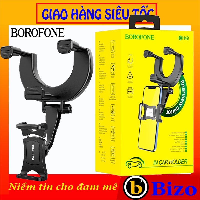 Giá đỡ điện thoại trên ô tô BOROFONE kẹp điện thoại xe hơi gắn gương chiếu hậu BH49 cho điện thoại di động 4,5-7inch