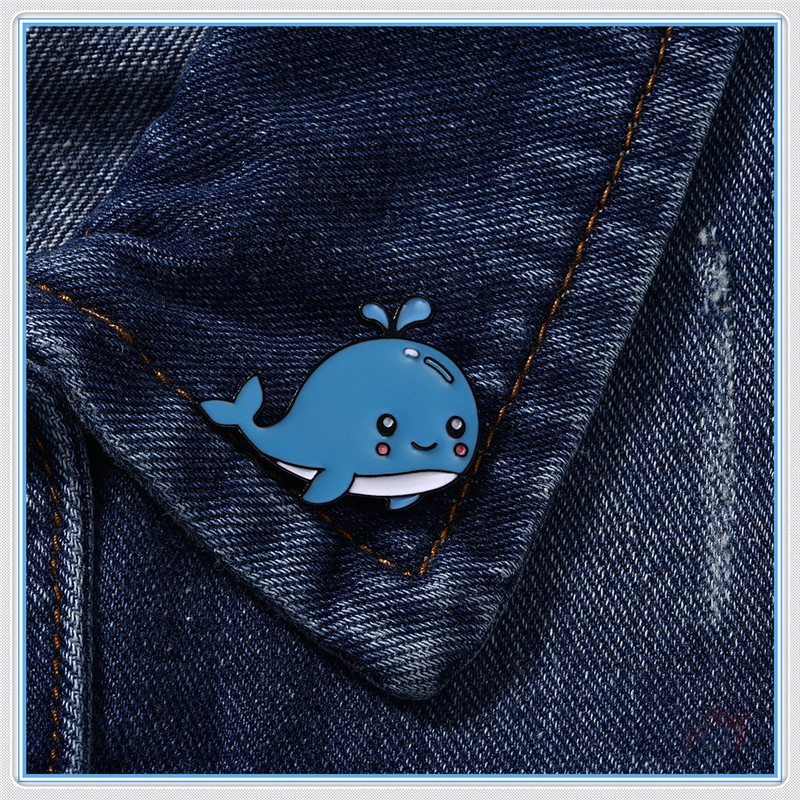 ★ Trâm Cài Áo Hình Cá Voi Hoạt Hình ★ 1 Huy Hiệu Gài Áo Hình Động Vật Biển Dễ Thương