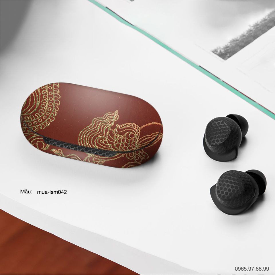 Skin dán tai nghe Samsung Galaxy Buds in hình Rồng bay Phượng múa - lsm043