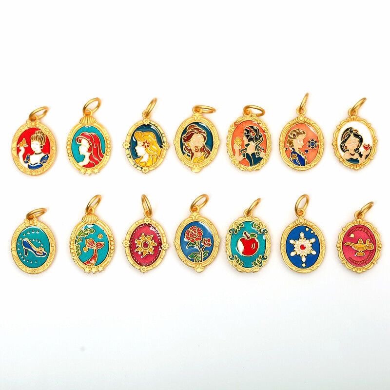 [Hàng Có Sẵn Giao Hàng Ngay Lập Phương] Mặt Dây Chuyền Hạt Chống Trượt Không Gây Dị Ứng Có Đệm Chống Dị Ứng Hình Công Chúa Cổ Điển Màu Vàng Hồng Nàng Tiên Cá Bạch Tuyết Nàng Tiên Cát Trang Sức Tự Làm