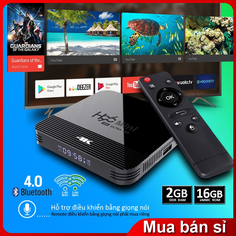 Android Tv box phiên bản 2G Ram và 16G bộ nhớ trong BH 1 năm hàng chính hãng ,BT4.0 tivi box H96MINIH8 tv box