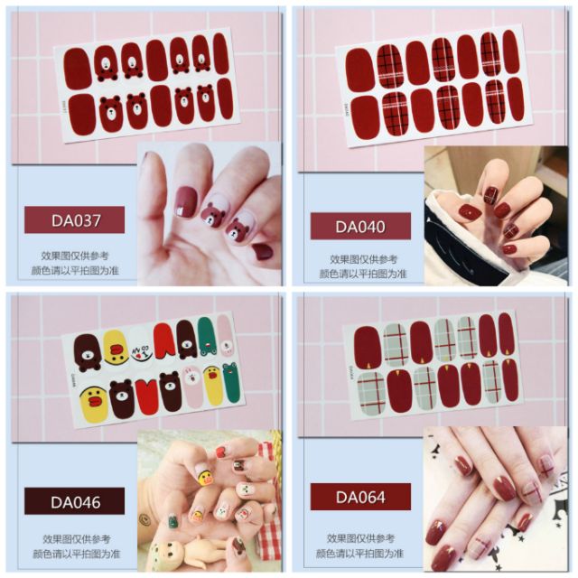 Bộ dán móng tay gồm 14 nail stick không thấm nước, độ đàn hồi tốt.