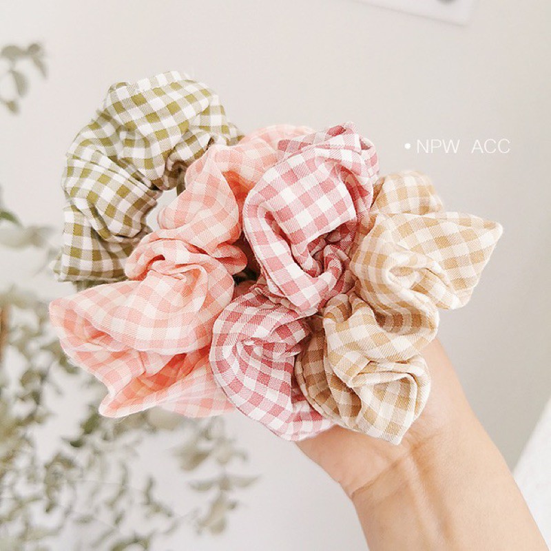 Dây Buộc Tóc Lalila Scrunchies Vải Caro Đơn Giản Hot Trend DC09