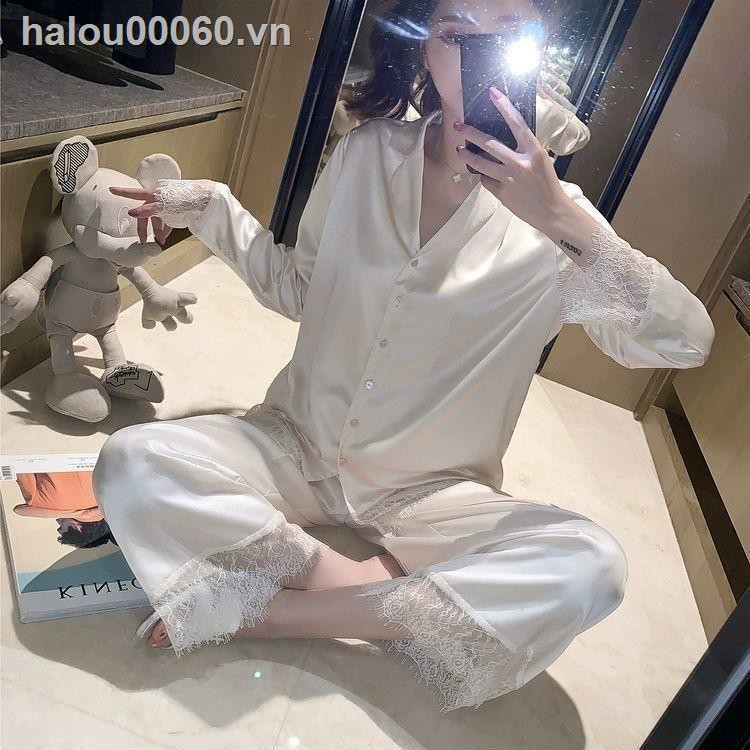 Bộ Đồ Ngủ Vải Lụa Lạnh Mỏng Tay Dài Phong Cách Mới Dành Cho Nữ 2021 | BigBuy360 - bigbuy360.vn