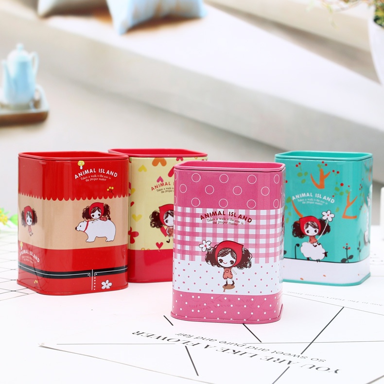 Ống Heo Tiết Kiệm Bằng Thiếc Hình Vuông In Họa Tiết Hoạt Hình Sáng Tạo