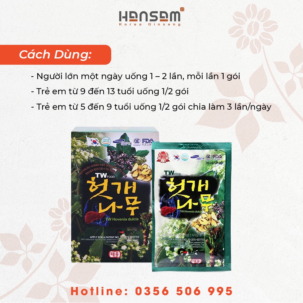 Nước bổ gan cao cấp TAEWOONG Hàn Quốc 30 gói x 70 ml, Mát gan giải độc, Thanh lọc cơ thể