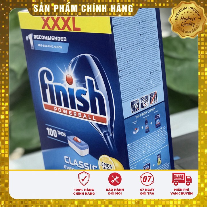 Viên rửa bát Finish Classic 110 viên nhập khẩu chính hãng dùng cho máy rửa chén bát 2 in 1