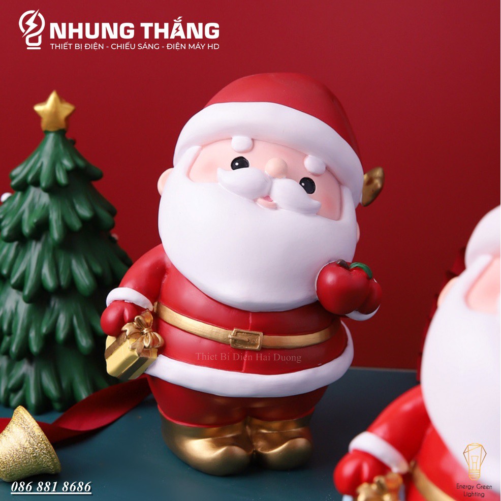 [ Quà Tặng Giáng Sinh ] Mô Hình Ông Già Noel Cầm Hộp Quà Dễ Thương - Trang Trí Giáng Sinh - Đút T iền Tiết Kiệm