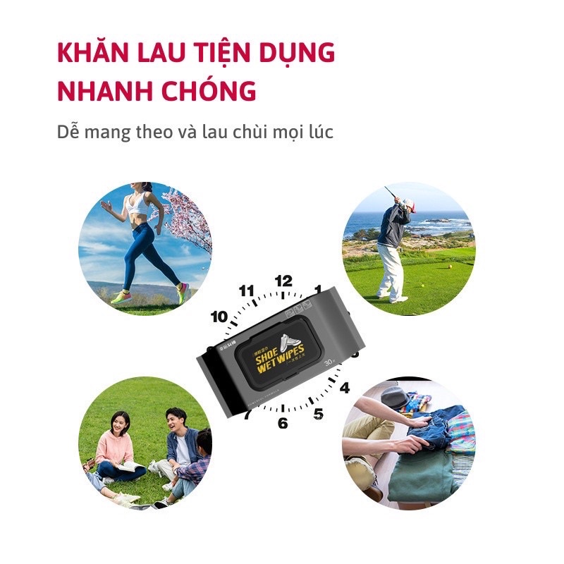 Khăn ướt lau giày sneaker Quick Wipes 12 khăn 30 khăn 80 khăn chùi vệ sinh giày siêu tốc , nhỏ gọn, bỏ túi