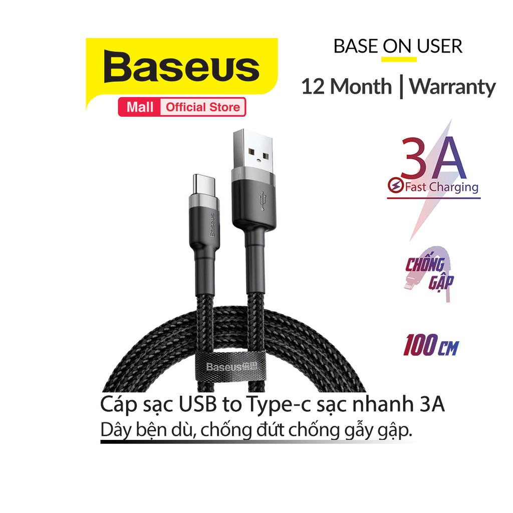 Cáp sạc Baseus sạc nhanh và truyền dữ liệu Cafule Type C cho Smart phone - Table | BigBuy360 - bigbuy360.vn