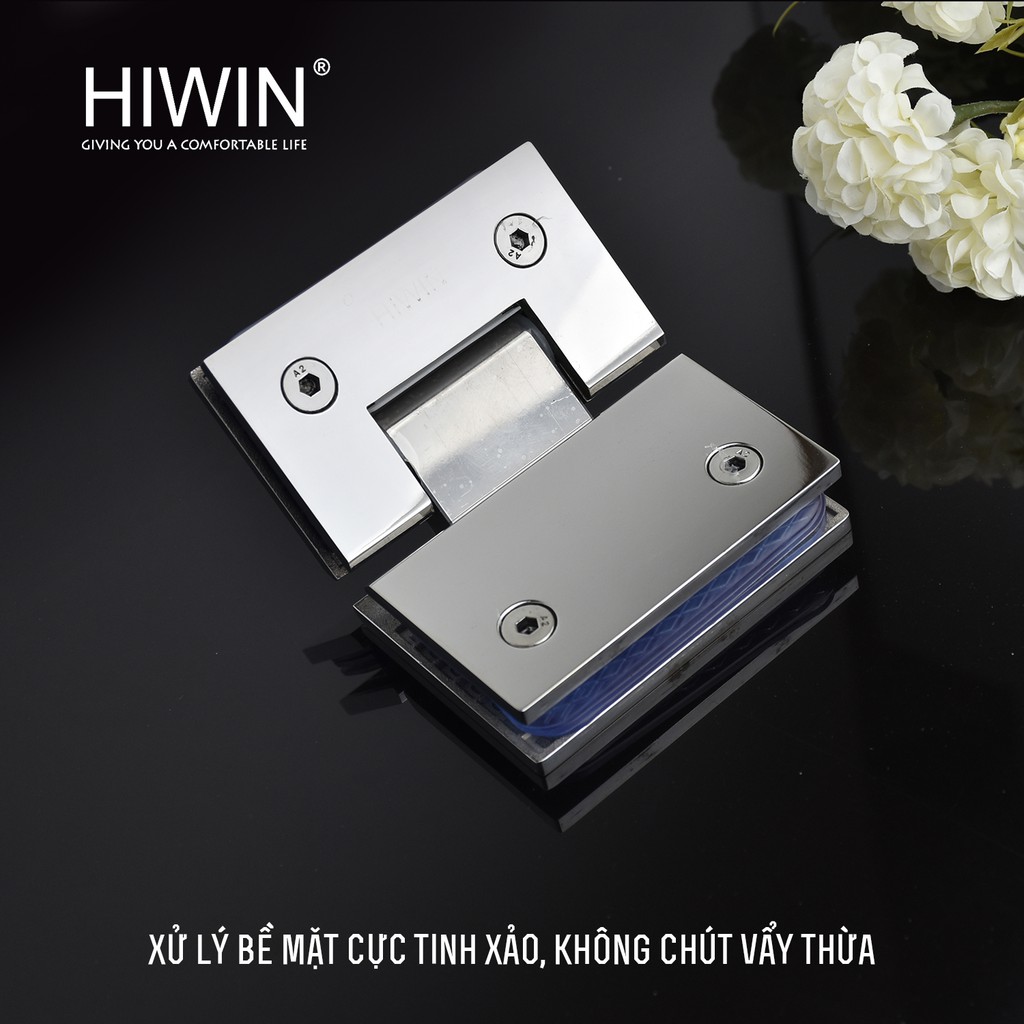 Bản lề cabin tắm 135 độ kính - kính cạnh thẳng mặt gương inox 304 HG-010 cân