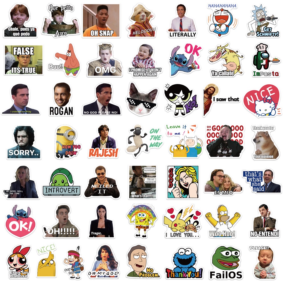 Set 50 miếng dán trang trí laptop/ vali/ ván trượt/ đàn guitar cổ điển mới chống thấm nước