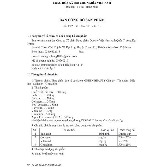 [CHÍNH HÃNG ] Nước Ép Cần Tây Green Beauty | Thế Giới Skin Care