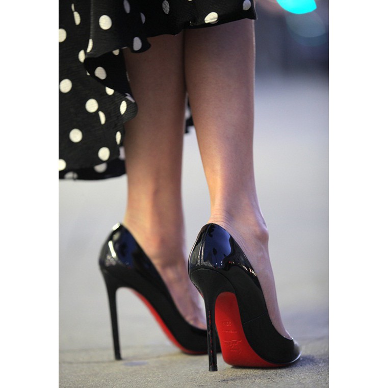 Giày cao gót màu đen bóng cao 10p lót da mềm