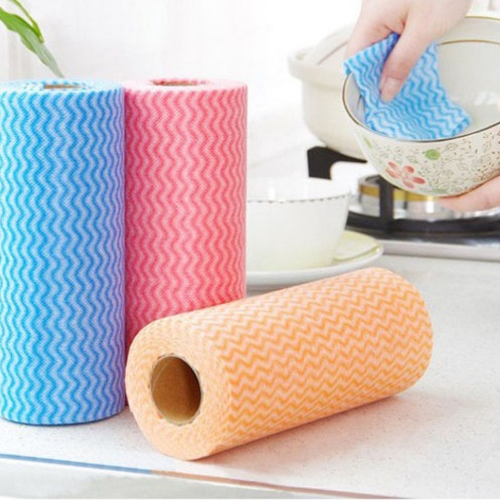 Cuộn Giấy Lau Đa Năng, Khăn Lau Bếp Vải Không Dệt (50 khăn)