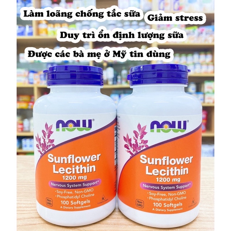 Viên uống chống tắc tia sữa Sunflower Lecithin 1200mg ( NOW )