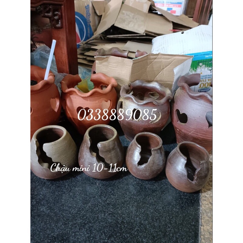 Chậu gốm, đất nung xẻ thân trồng cây sen đá decor cực đẹp, hàng sẵn kho