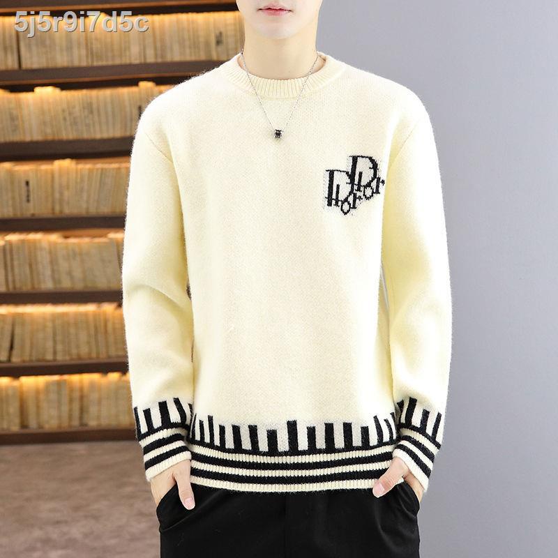 ₪™✔Học sinh trung cơ sở áo len cổ tròn nam thu đông phiên bản Hàn Quốc của xu hướng đan thanh niên