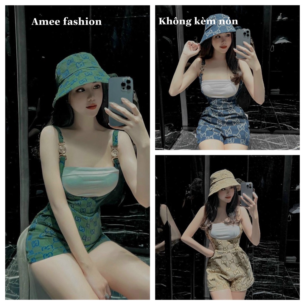 Sét áo ống kèm quần yếm đùi họa tiết dễ thương (không kèm nón)