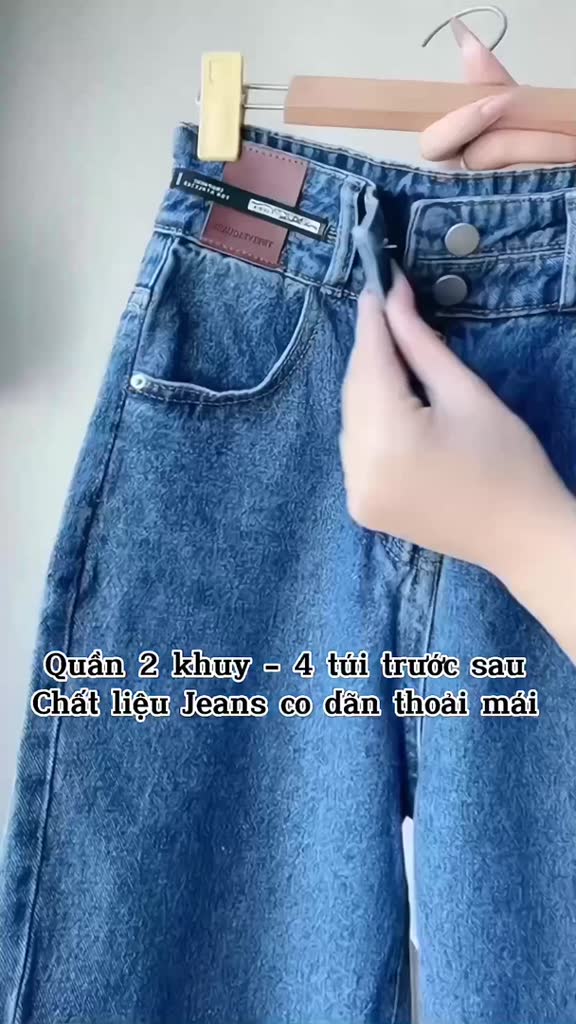 Quần jean ống rộng Gemma cạp cao, quần ống suông trơn lưng cao 3 màu siêu hot | BigBuy360 - bigbuy360.vn