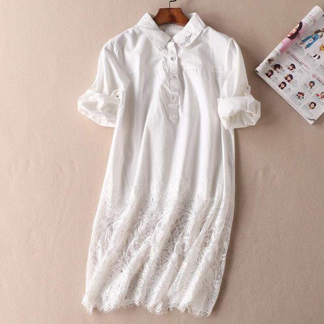 VÁY TRẮNG ĐÁP REN ( ẢNH THẬT )