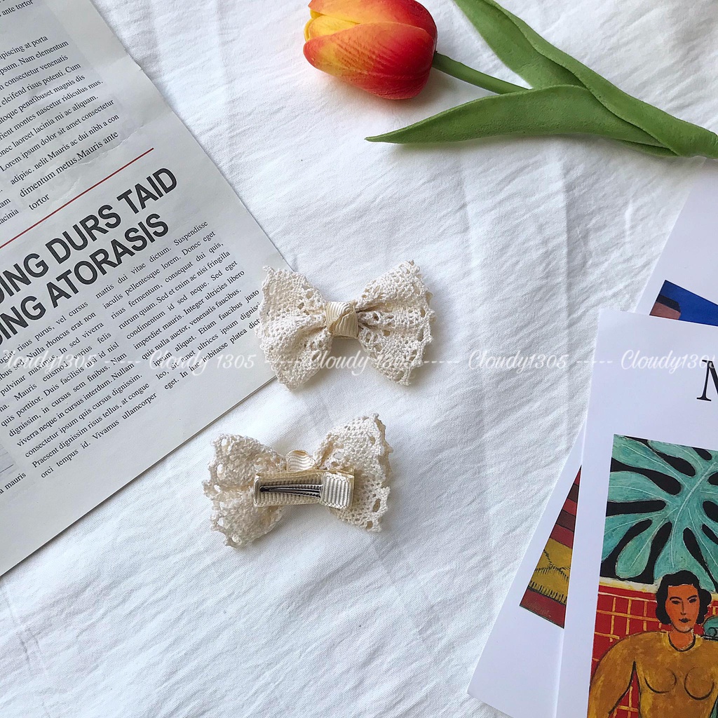 Set 2 kẹp nơ vintage