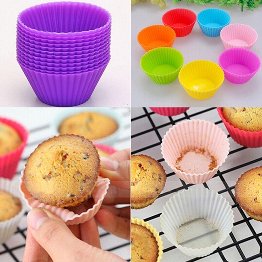AUGUSTINA Set 6 Khuôn Làm Bánh Cupcake Nhiều Màu Sắc Ốp