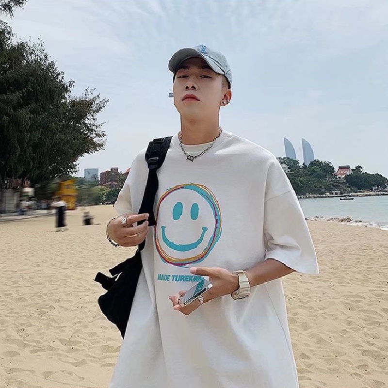 Áo Thun Mùa Hè Dáng Rộng In Chữ Phong Cách Hip Hop Hàn Quốc Có size Lớn M-8XL Cho Nam Giới