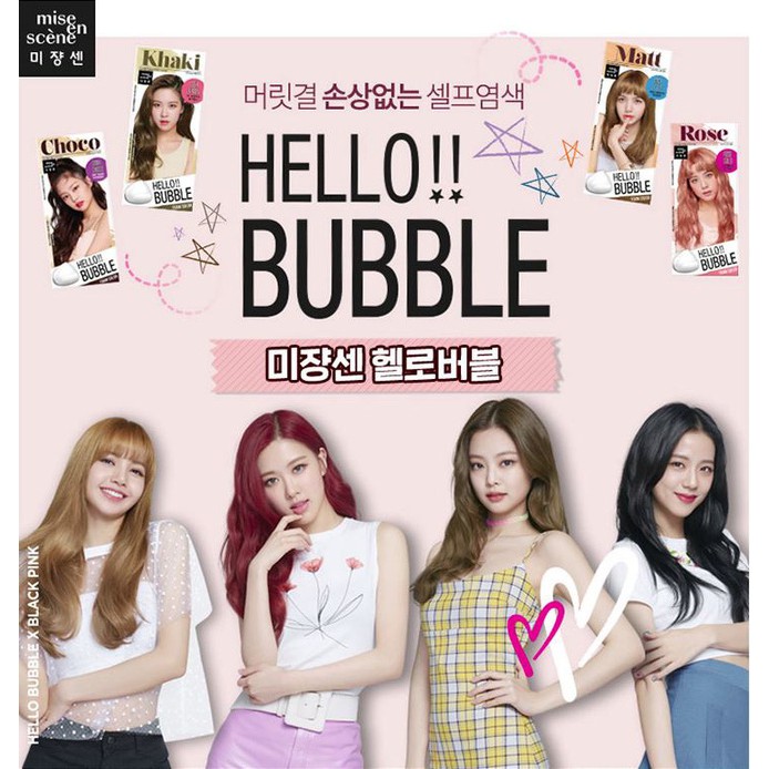 Thuốc nhuộm tóc tạo bọt Black Pink Miseen scene Hello Bubble Foam Color hàng gom sale Hàn Quốc mẫu mới