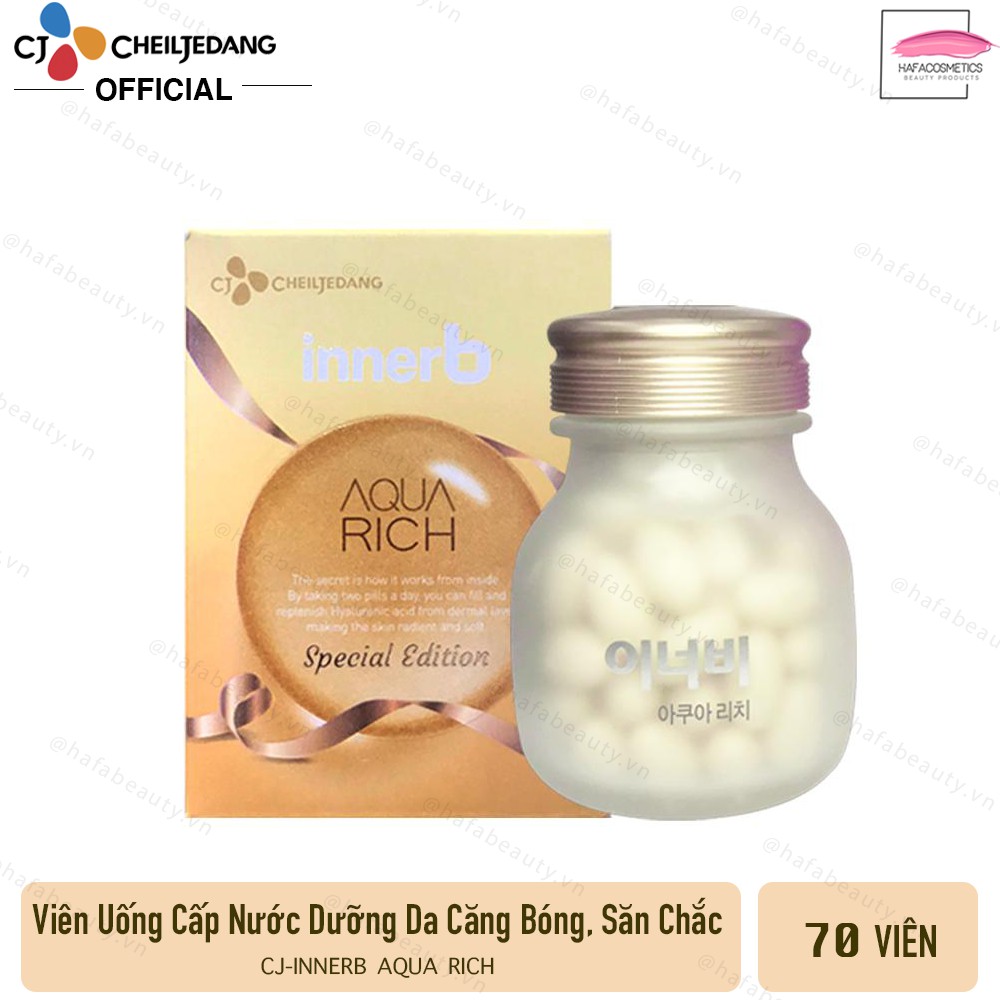 Viên Uống Cấp Nước Bổ Sung Collagen Giúp Da Sáng, Căng Bóng, Săn Chắc CJ Innerb Aqua Rich