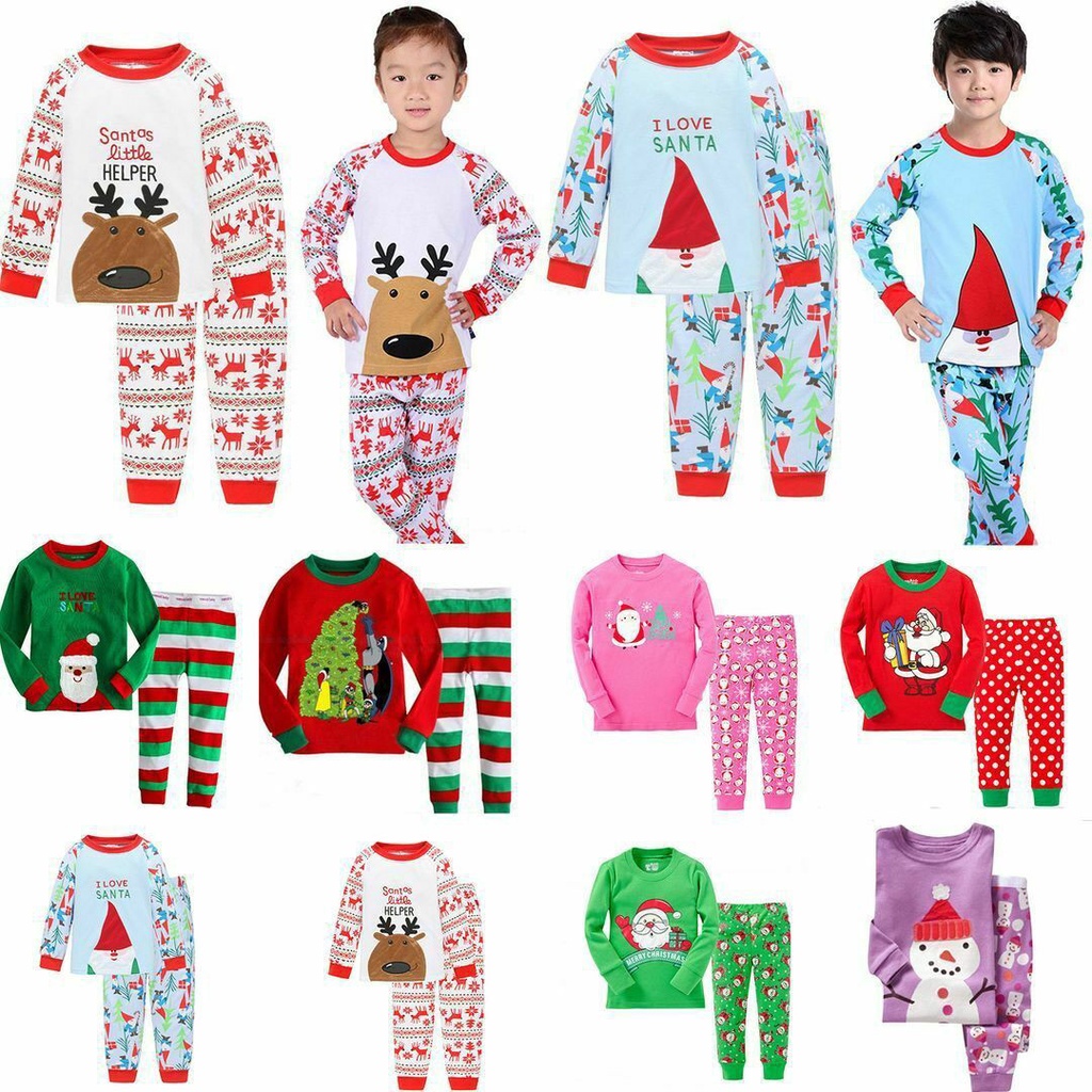 Bộ Đồ Ngủ Pijama Giáng Sinh Mềm Mại 90-130cm Cho Bé
