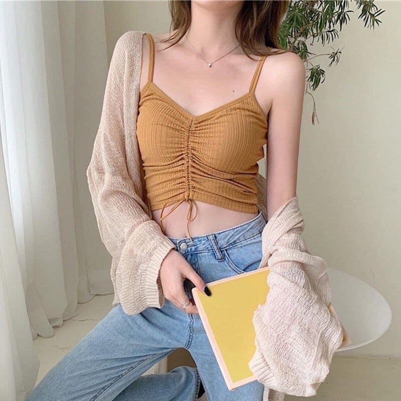 ÁO 2 DÂY CROPTOP NHÚN NGỰC 2089