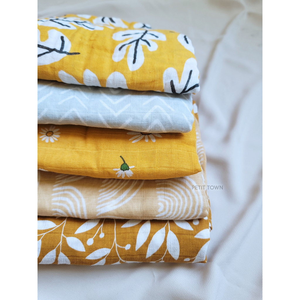 Set 2 chăn/khăn đa dụng quấn em bé muslin cotton swaddle,Chăn mùa hè trẻ em,Khăn tắm em bé,100% cotton,Chăn đa dụng