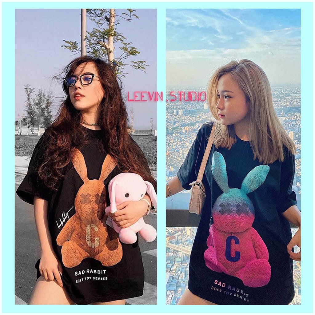 [Mã 151FASHIONSALE1 giảm 10K đơn 50K] Áo thun nam nữ tay lỡ in hình thỏ from rộng unisex