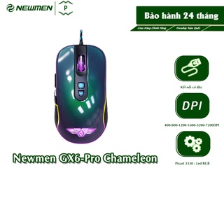 Chuột máy tính có dây cao cấp Newmen GX6-Pro Chameleon,7200DPI,Led RGB,Pixart A3330,công thái học-Hàng chính hãng,BH 24M