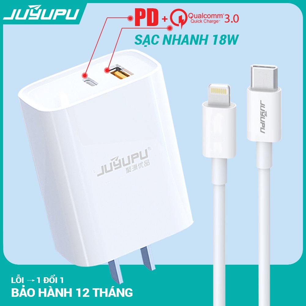 sạc nhanh iphone JUYUPU U01C PD QC3.0 bộ sạc chính hãng cho Samsung OPPO XIAOMI HUAWEI VIVO