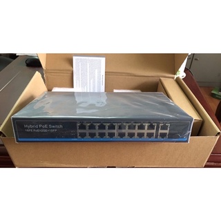 Bộ chia tín hiệu switch poe 16 cổng 10/100mbps + 2 cổng gigabit