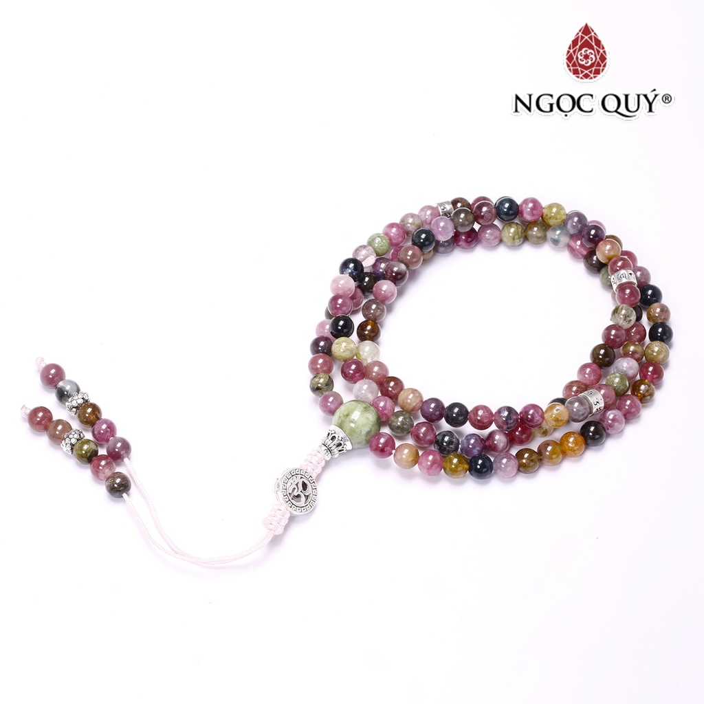 Vòng chuỗi 108 hạt đá tourmaline đa sắc - Ngọc Quý