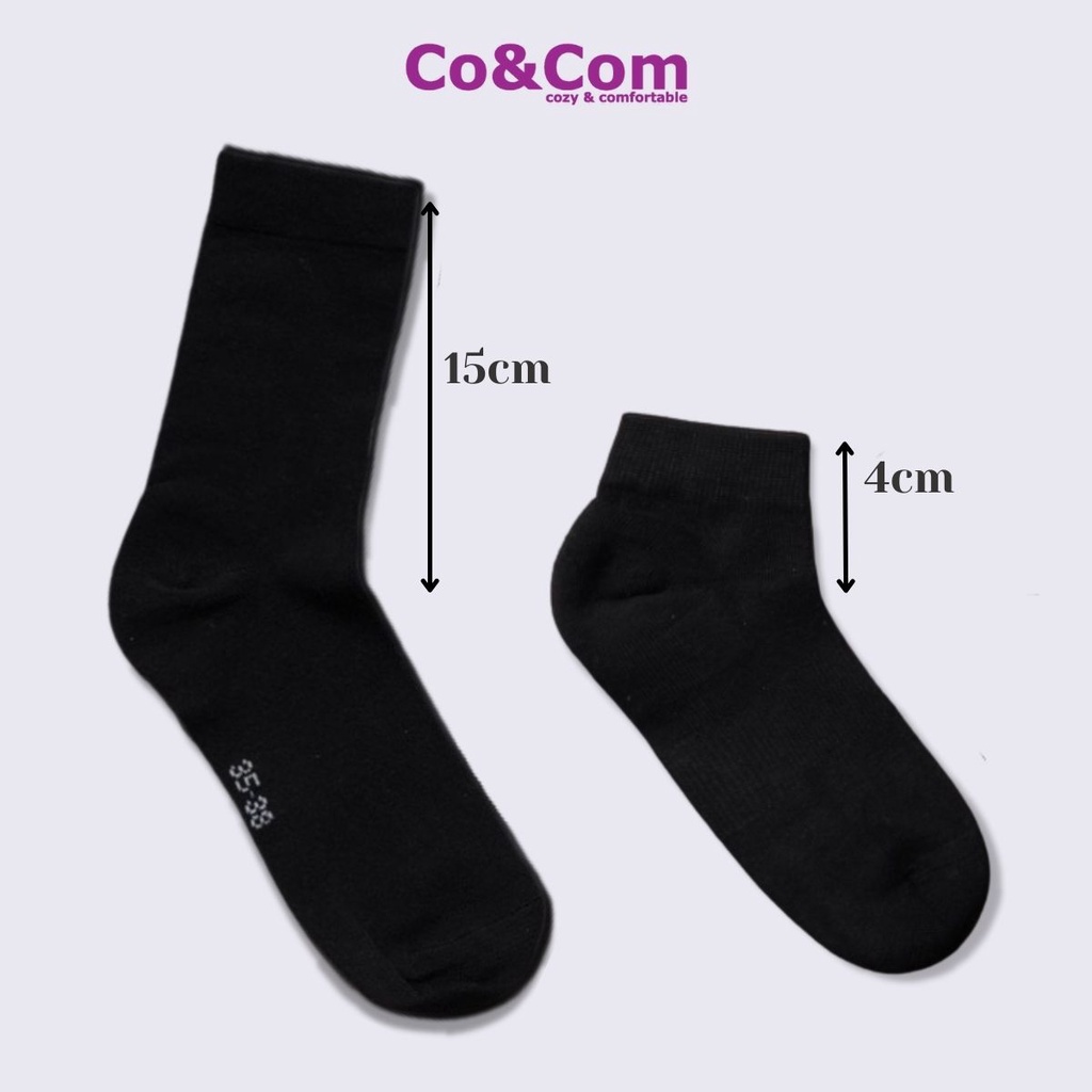 Tất Nam Cotton Cao Cấp Màu Đen Co&amp;Com Khử Khuẩn Chống Hôi Chân Thông Thoáng Co Giãn
