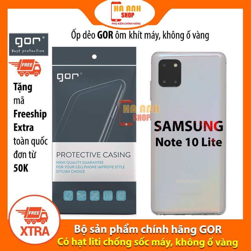 Ốp Samsung Note 10 Lite hãng Gor cao cấp trong suốt, siêu dẻo, dày 0.4mm siêu mỏng, siêu nhẹ, siêu bền