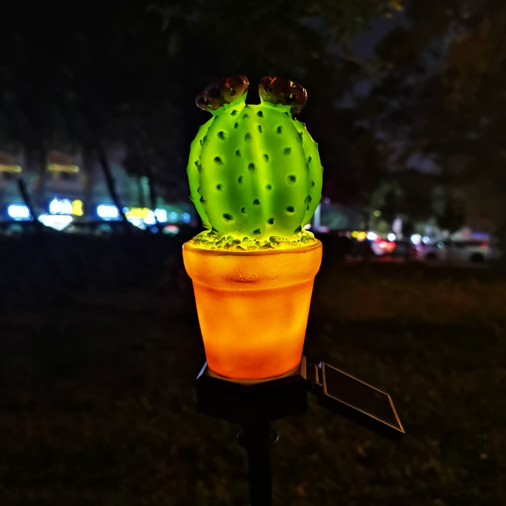 Đèn LED năng lượng mặt trời chống thấm nước hình quả dứa xương rồng màu vàng trắng 300W pin 0.3A trang trí sân vườn