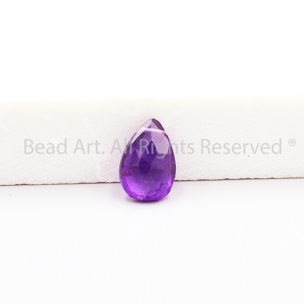 Hạt T. Anh Tím (Amethyst) Dạng Giọt Nước 12.5x10mm Loại A, Đá Phong Thuỷ, Đá Làm Trang Sức, Mặt Dây Chuyền