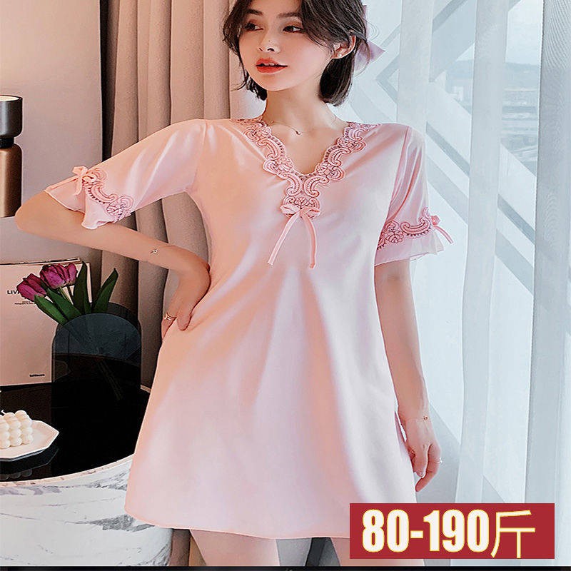 quyến rũ&kích thích& ✧Bộ đồ ngủ Phụ nữ mùa hè Nets Red Ice Silk Thời trang Nightdress Dress Trang chủ Có thể mặc váy đồ