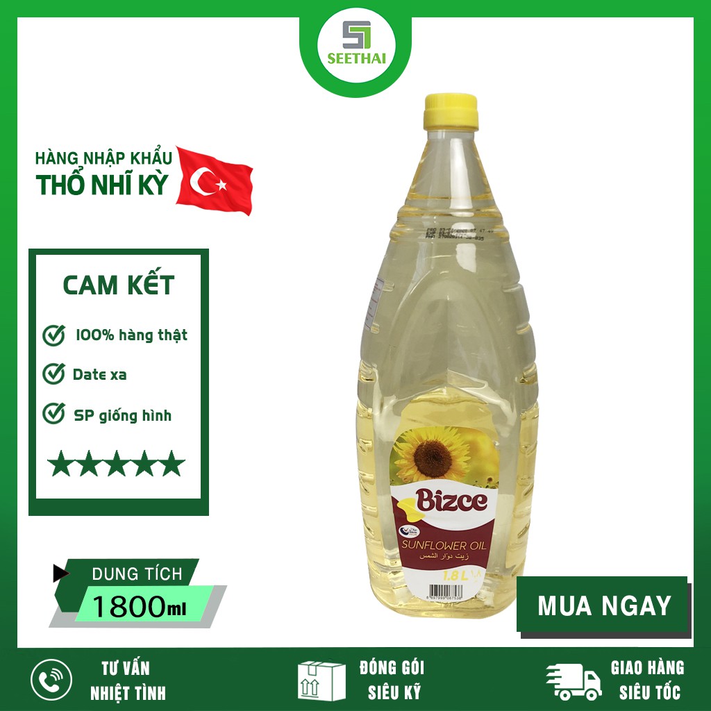 [HÀNG CHÍNH HÃNG] Dầu Hướng Dương Bizce Thổ Nhĩ Kỳ 1800ml