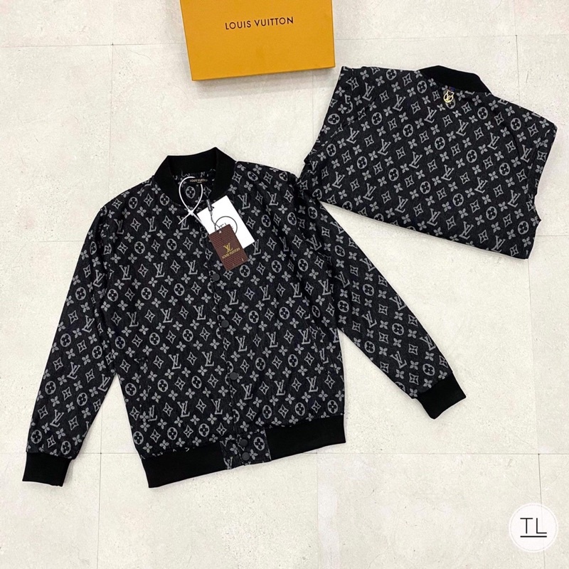 Áo khoác nỉ thu đông Bomber LV vải dù dệt, áo nỉ nam thu đông - Bơ Boutique