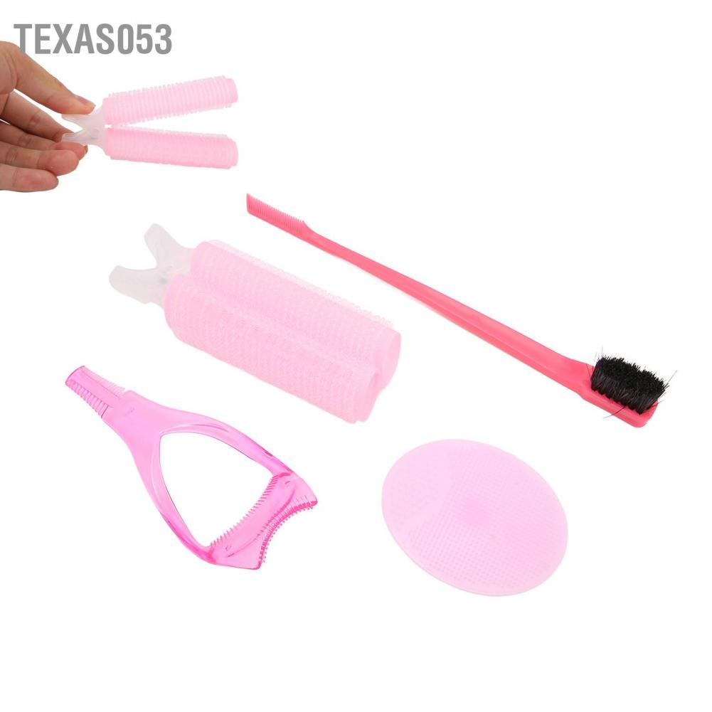 Texas053 Làm đẹp tóc Máy uốn sạch khuôn mặt Bàn chải lông mày mi Trợ lý Phụ nữ Bộ màu hồng