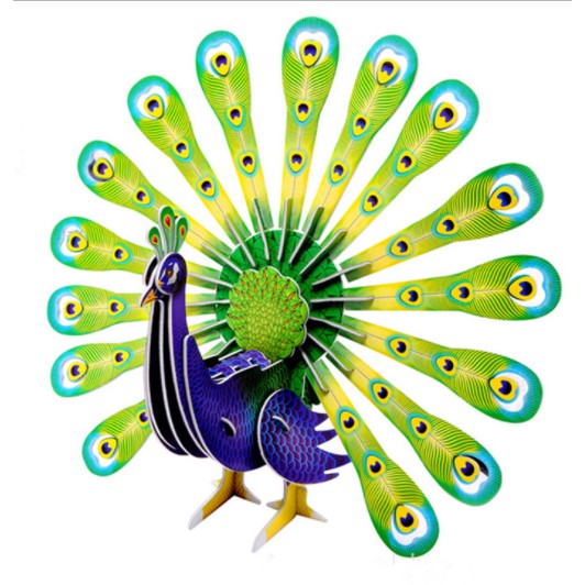 Mô hình lắp giấy 3D màu Peacock