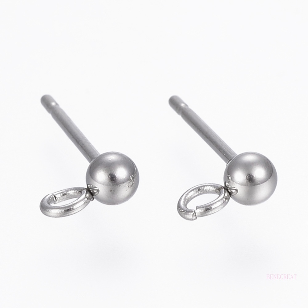 Set 10 khuyên tai tròn bằng thép không gỉ 304 14x3mm lỗ 2mm 0.8mm